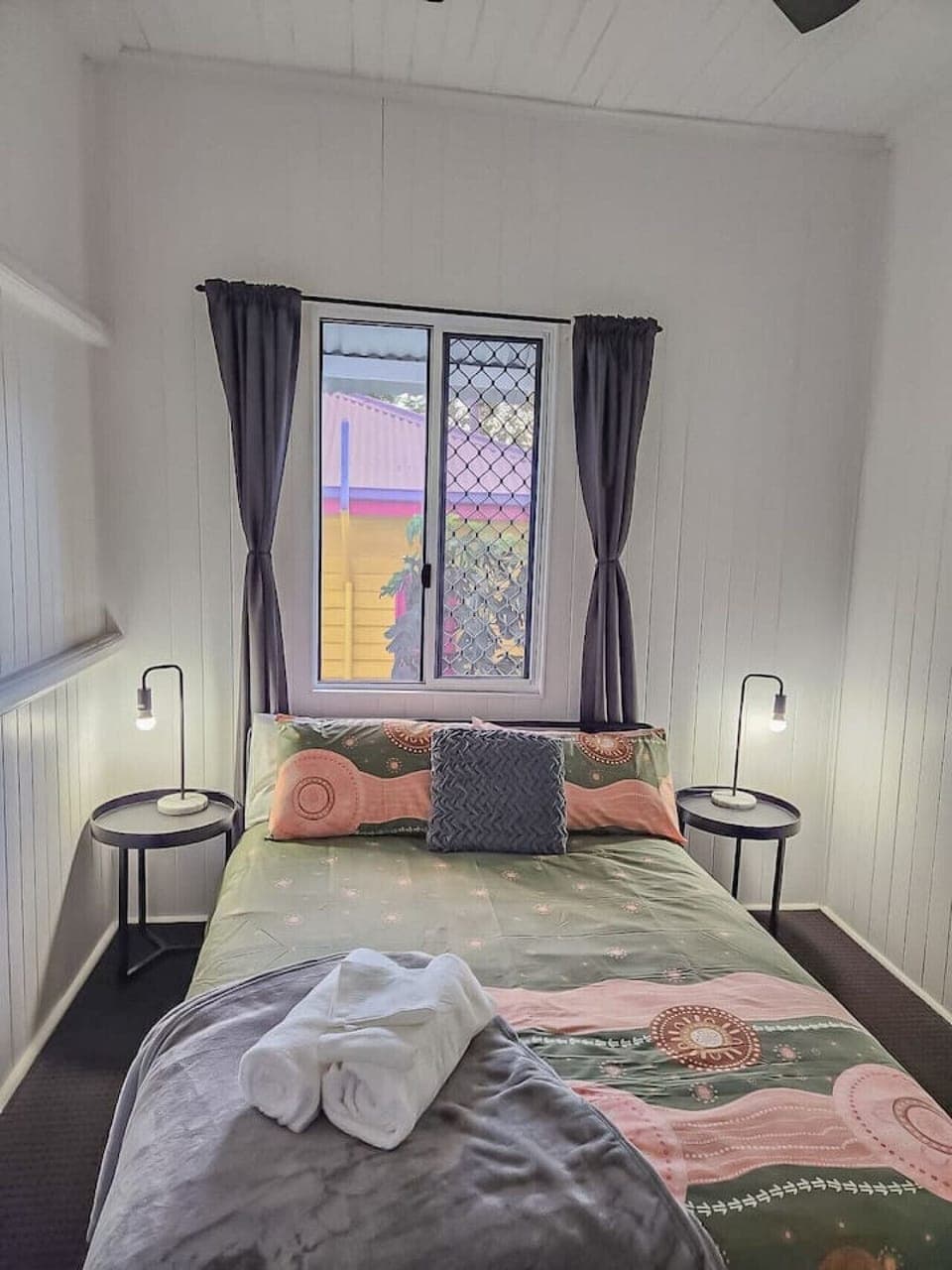 Comfy bed, restful nights await.