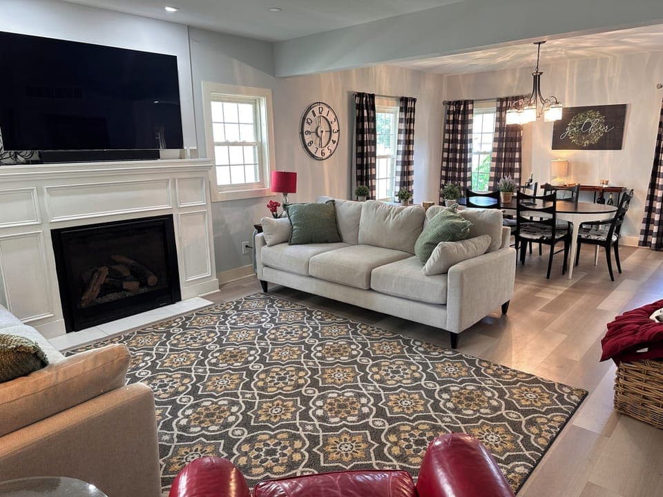 Open concept living and dining area