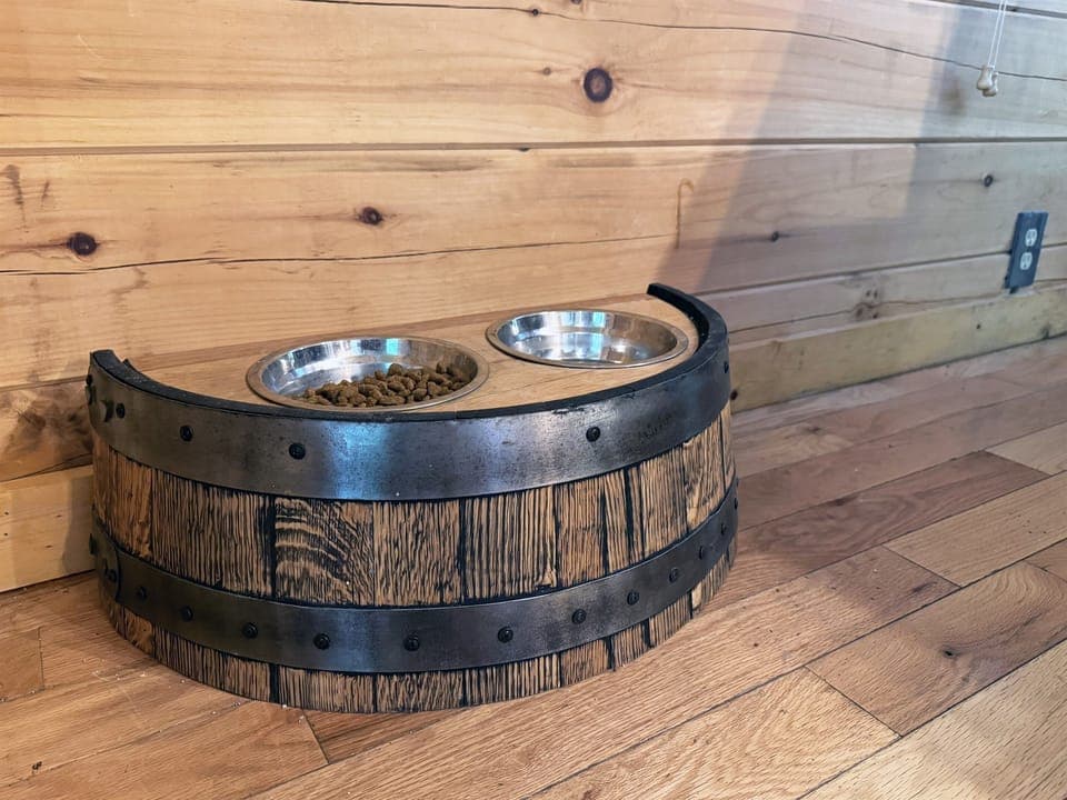 The pups get their own feeding station