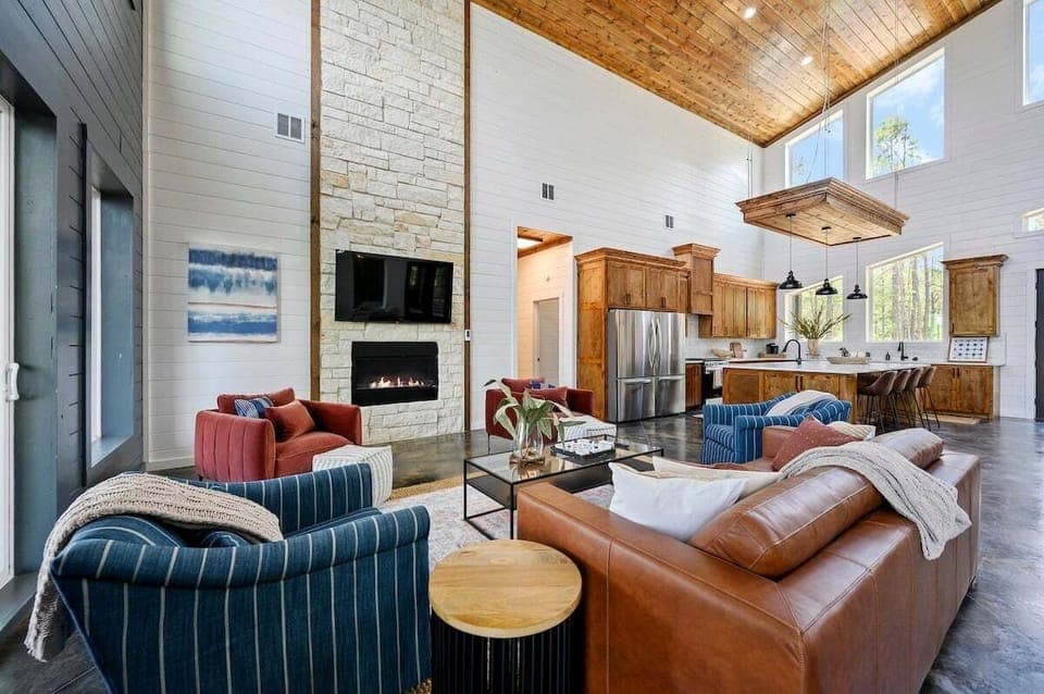 Multiple living and entertaining spaces