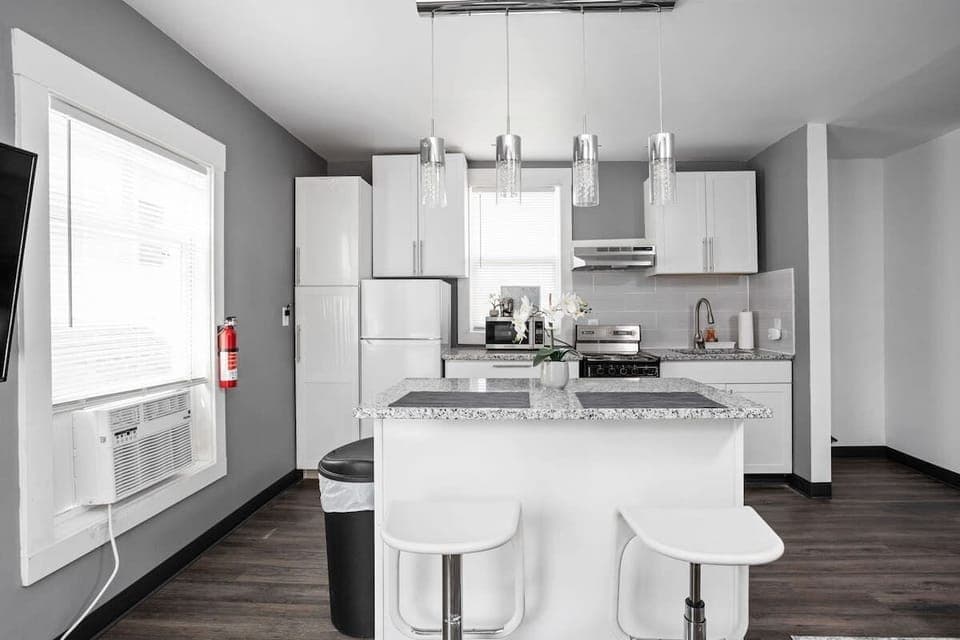 Fully Equipped Kitchen with Island Seating | Perfect for Morning Coffee and Casual Meals