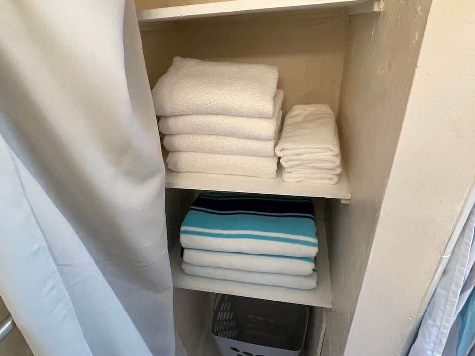 fresh bath towels and beach towels provided with each stay