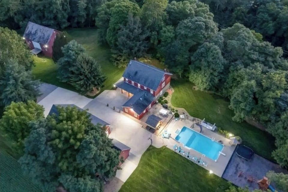 aerial of estate and land