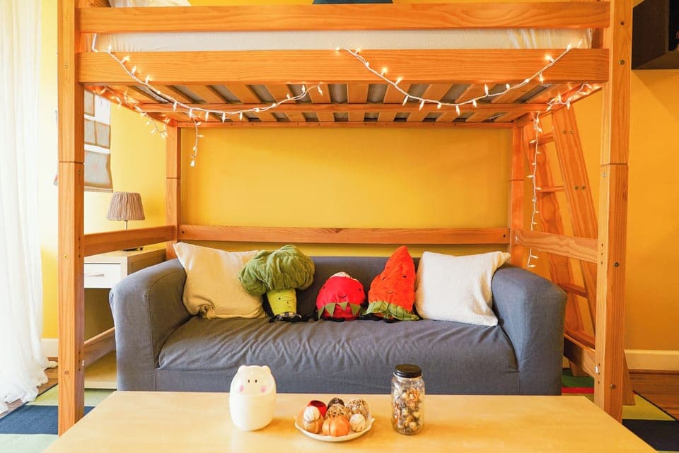 Living room - sofa & loft bed