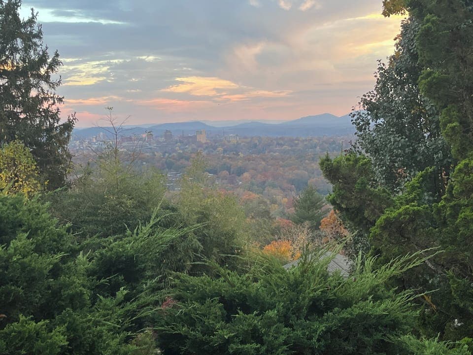 Beautiful Asheville  in fall - view from short walk up from the cottage