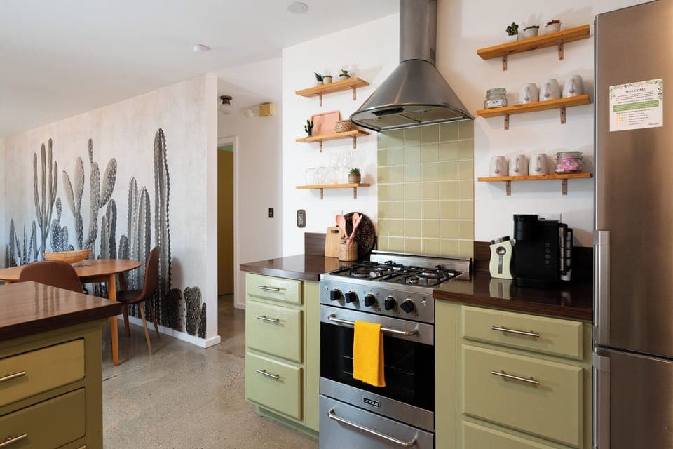 Enjoy high end appliances in the retro styled kitchen