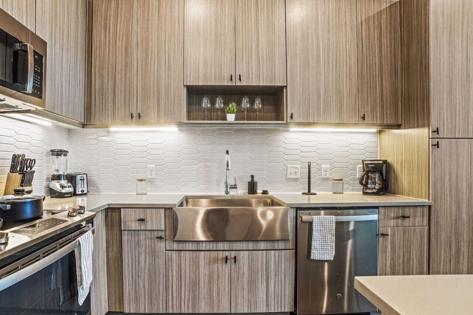 As you step into the kitchen, the clean lines and functional design make you eager to start cooking your favorite dishes.