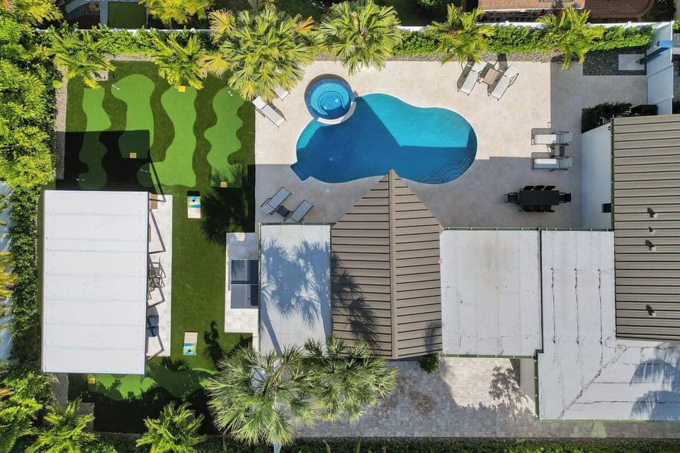 Aerial View Pool and Golf Area