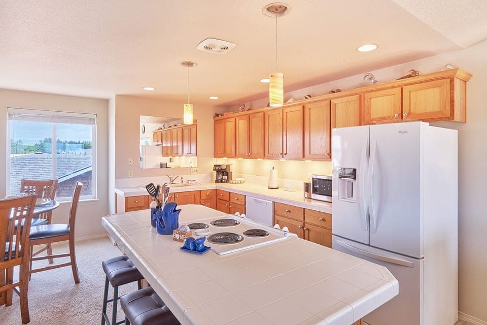 Open kitchen with everything you need to host a family dinner