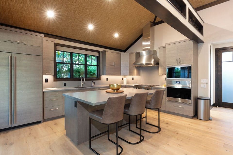 The kitchen is complete with Sub-zero and Wolfe appliances. 