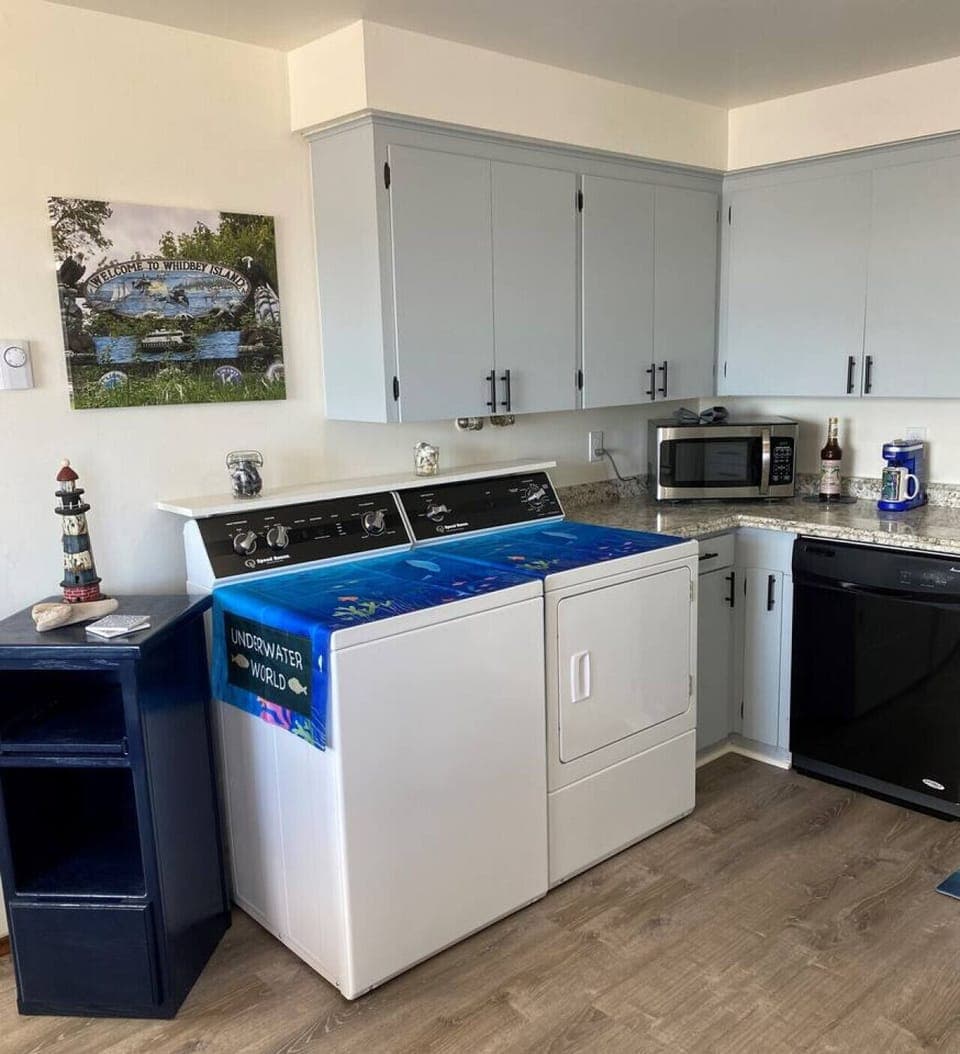 In case you need it, the washer and dryer are right there!