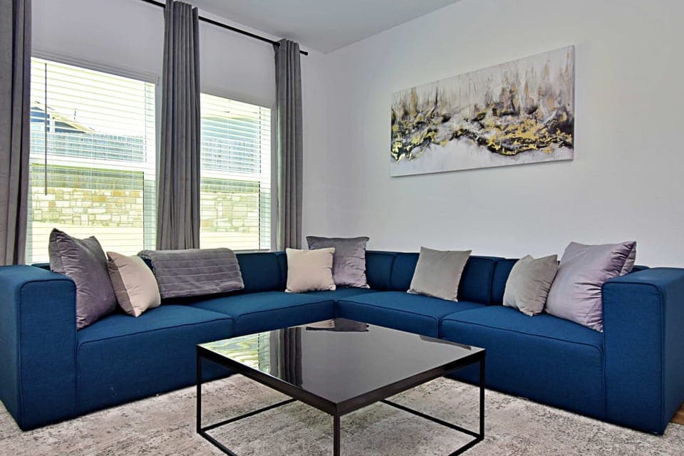 Sit back and relax on the couch in the living room