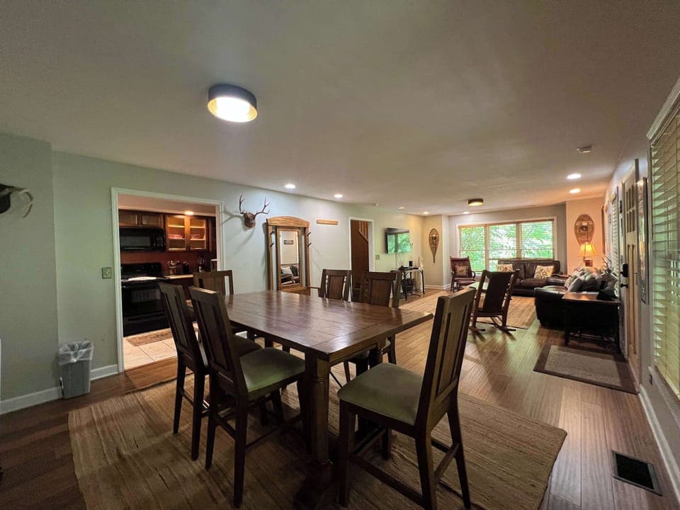 Gather for meals together at the dining table, seating 6