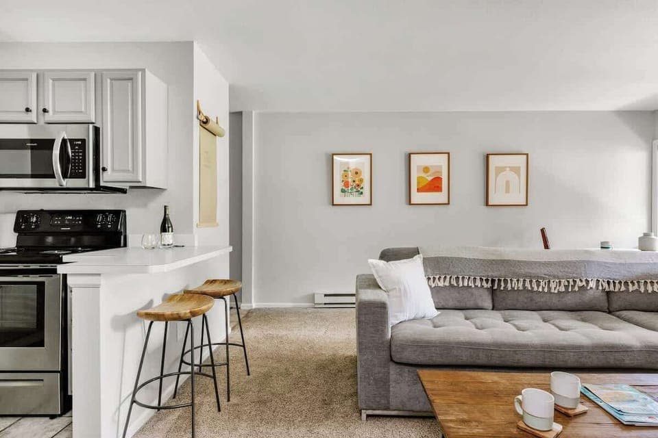 Living area and bar seating