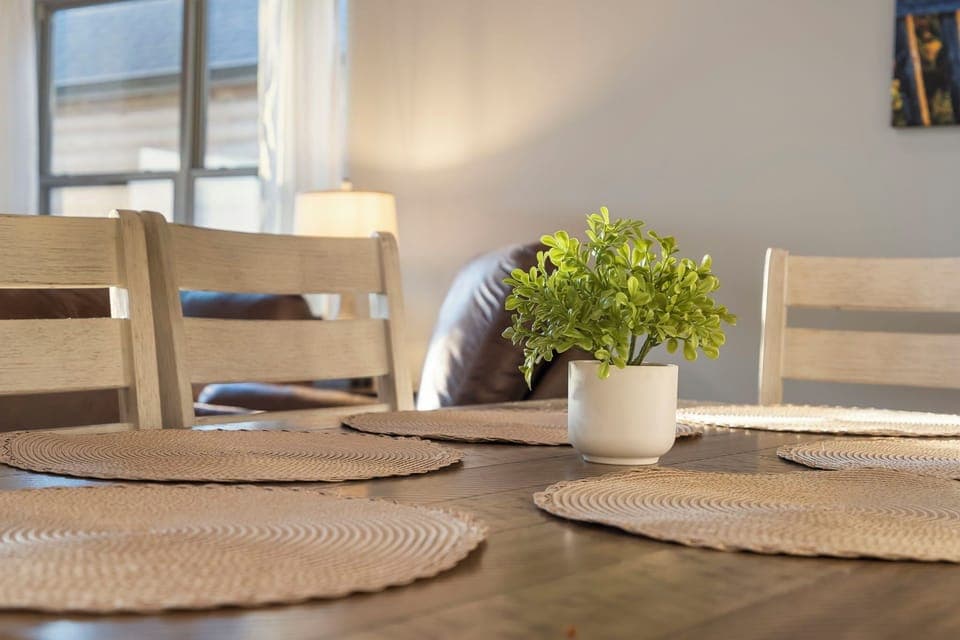 Gather for meals together at the dining table, with seating for 6