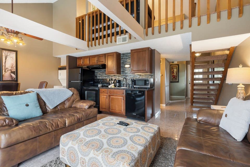 Curl up in the inviting living room & enjoy a movie night at home