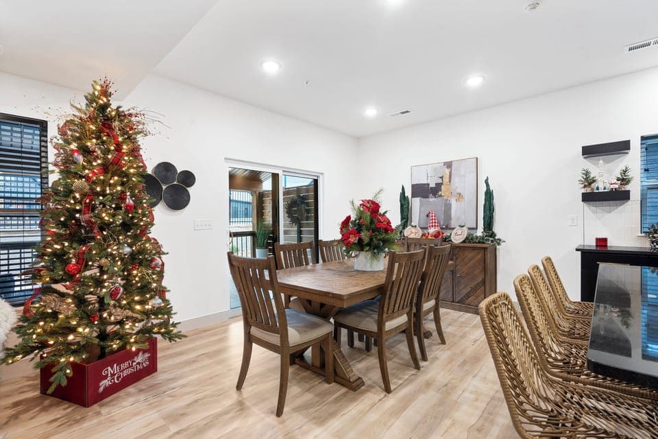 Gather for meals together at the dining table, with seating for 6