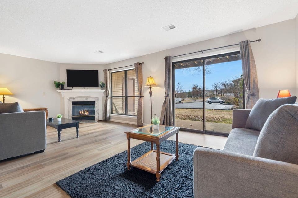 Amazing view from the living area with TV and fireplace