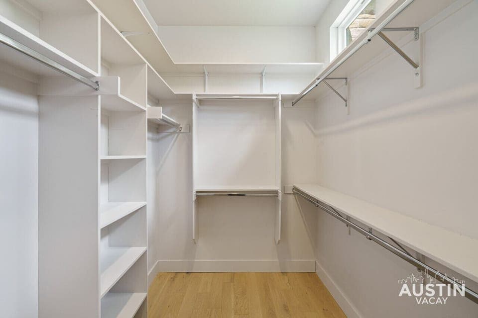 Large walk in primary closet