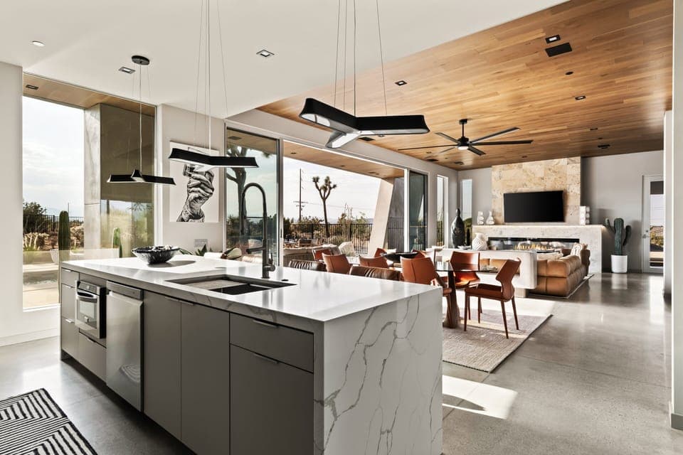 An open floor-plan throughout.