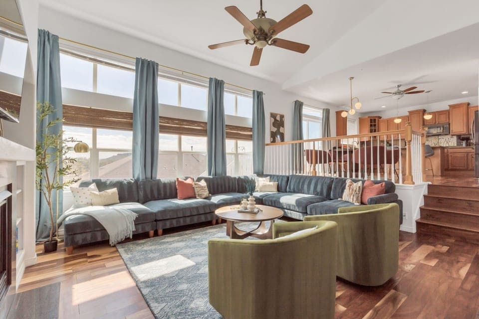 The living room is in an open floor plan concept with the kitchen