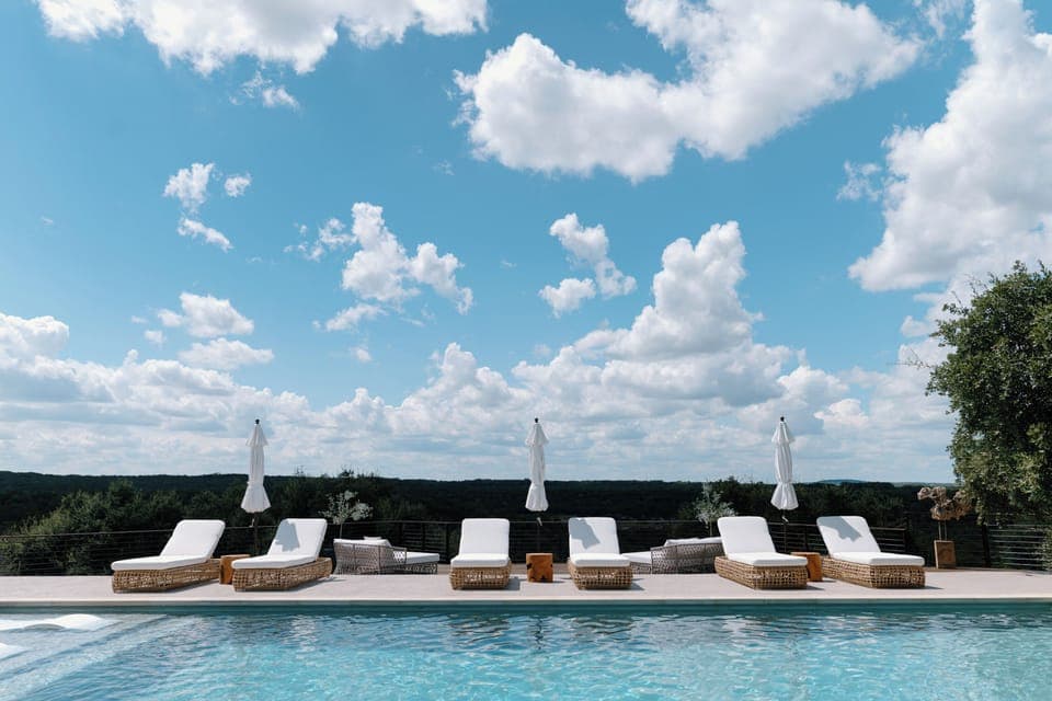 Pool with the hill country in the background