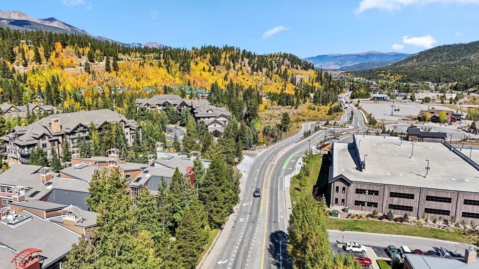 Exterior: An aerial view of the home and the beautiful surrounding area, minutes from the slope and main street
