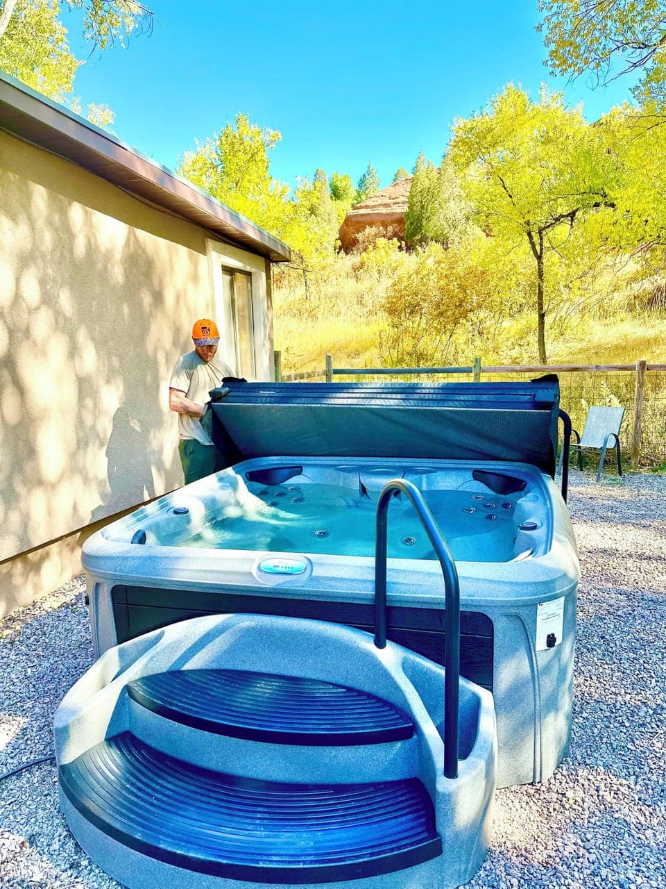 Private hot tub with red rock views