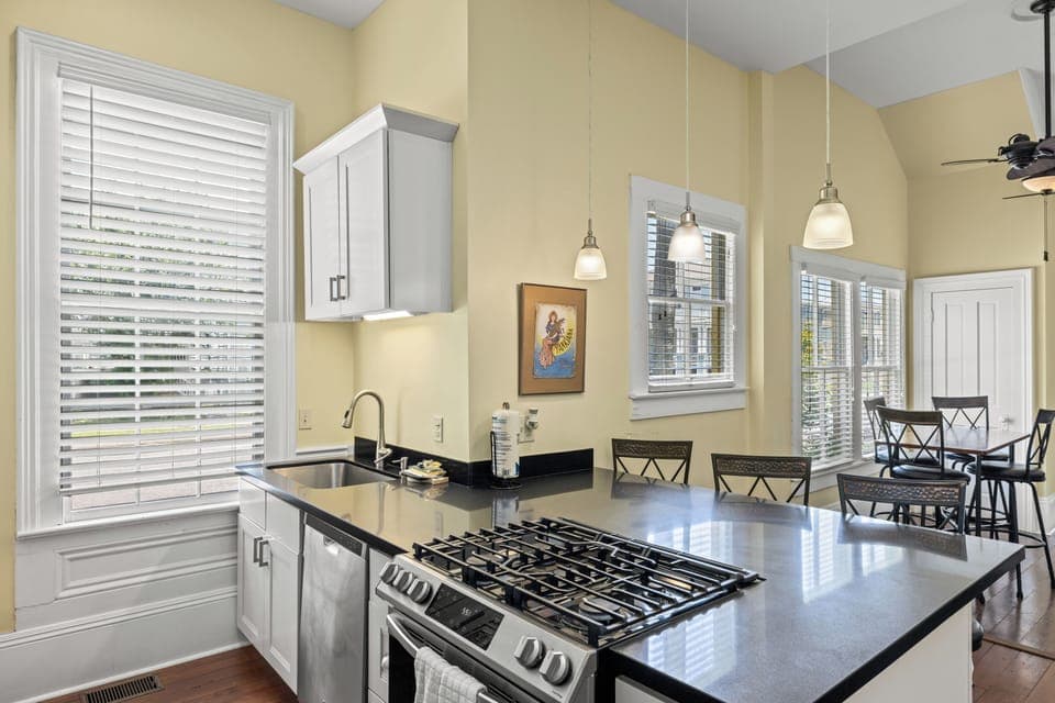 Kitchen island and bar with seating