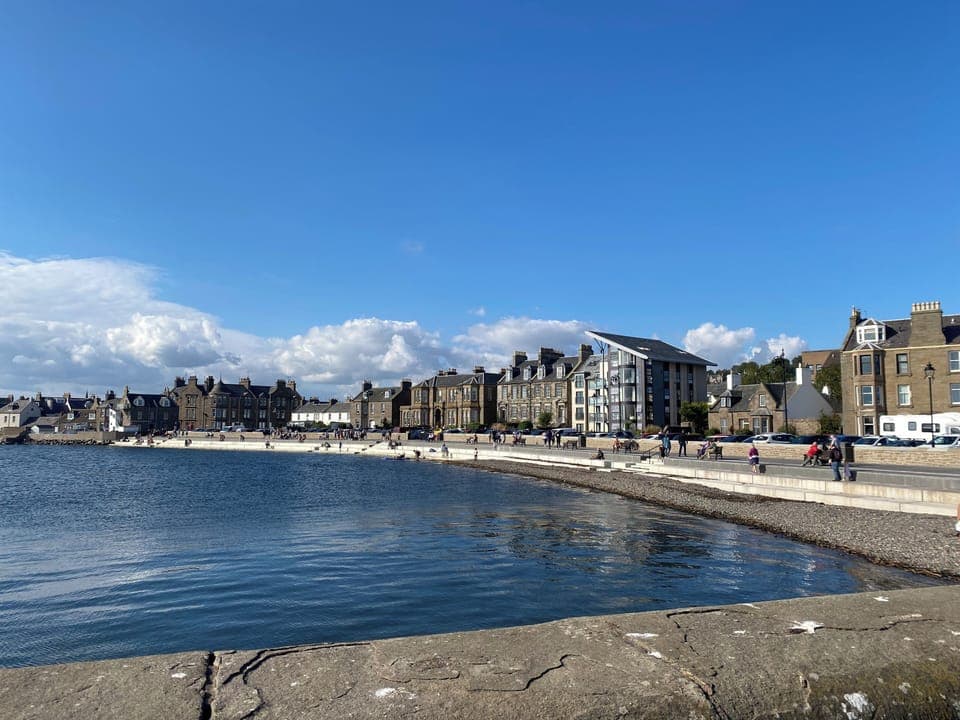 Apartment located in modern building with sloping roof
