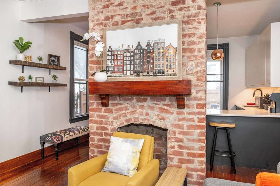 Curl up in the chic living room & stream your favorites on the smart TV