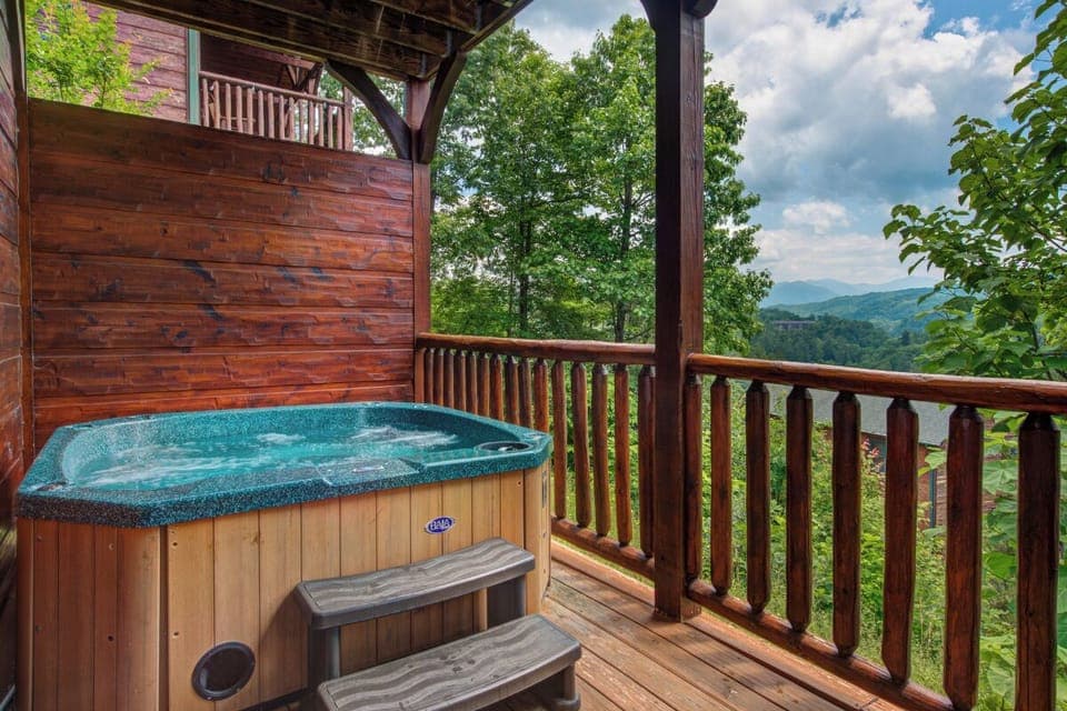Views To Die For's bubbling hot tub