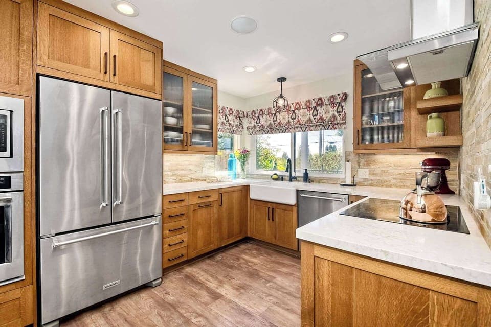 The updated kitchen is spacious & offers all the comforts of home