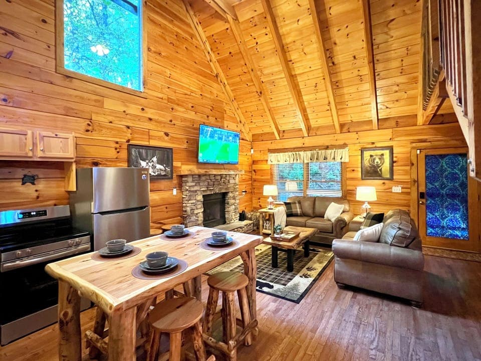 kitchen and living room view 