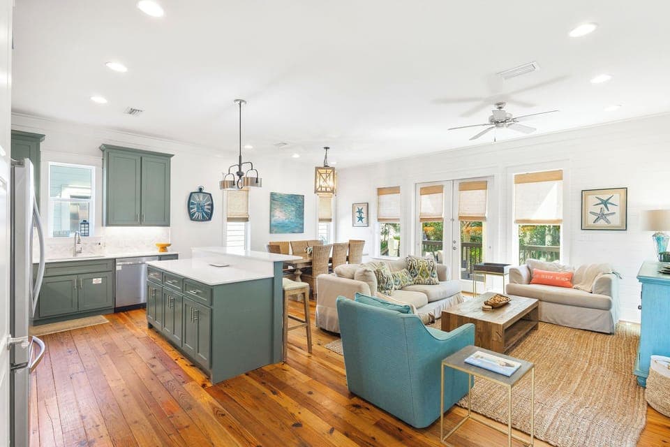 Beautiful living room with ample seating and a smart tv- perfect for watching movies at night!