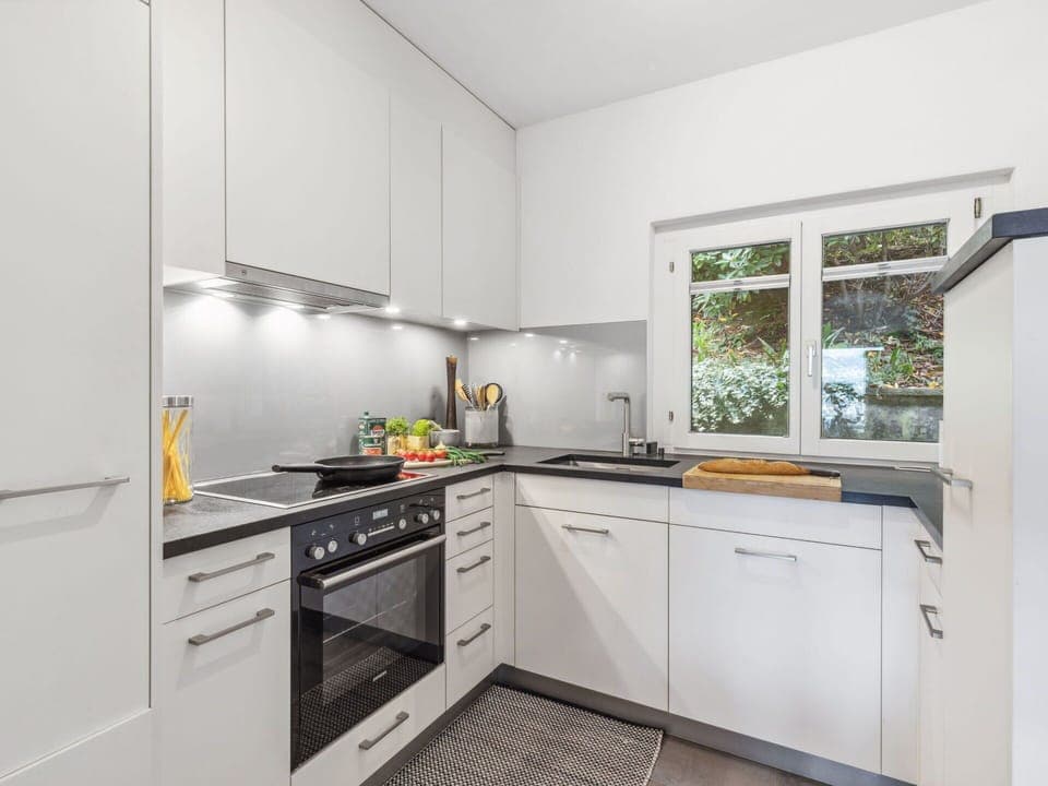 Cabinetry, Countertop, Sink, Kitchen Sink, Kitchen, Kitchen Stove, Building, Kitchen Appliance, Window, Flooring