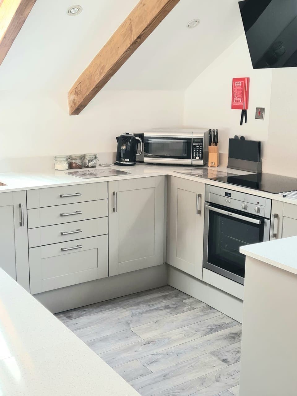 Fully fitted kitchen with integrated fridge,freezer & dishwasher .