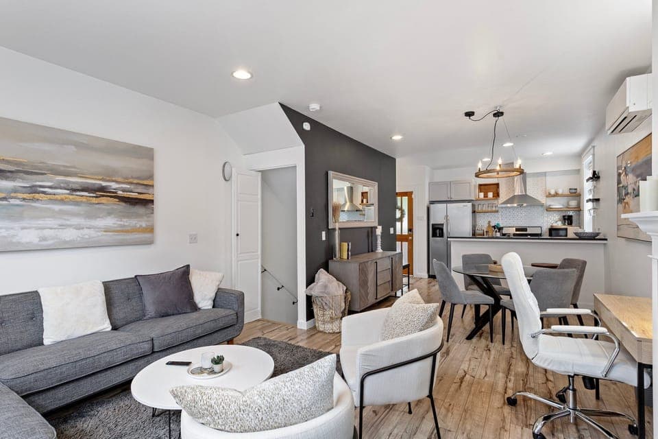 Spacious open floor plan with fireplace to come together & plan your adventures!