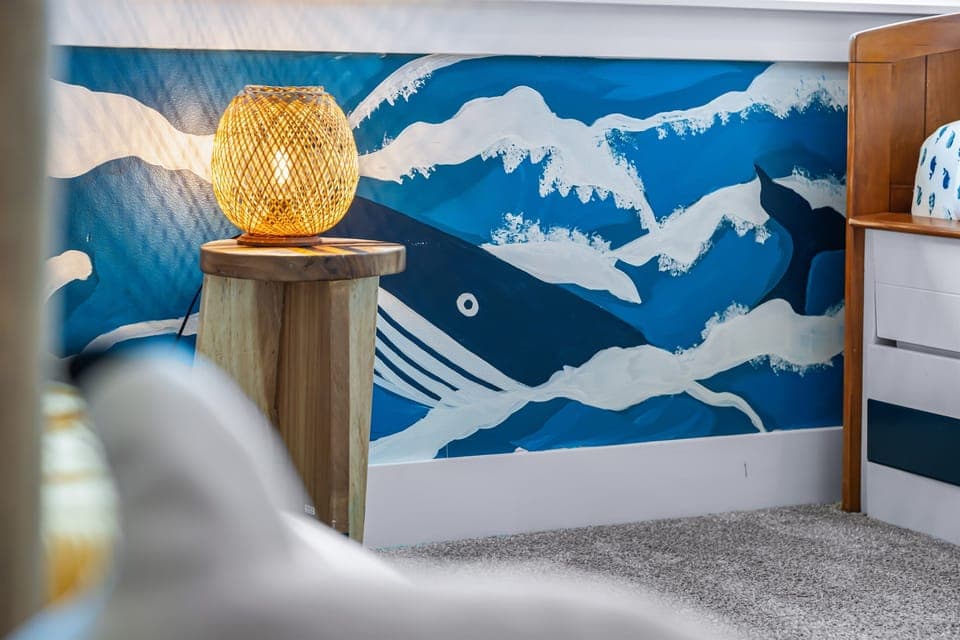 Seascape murals in bunk room