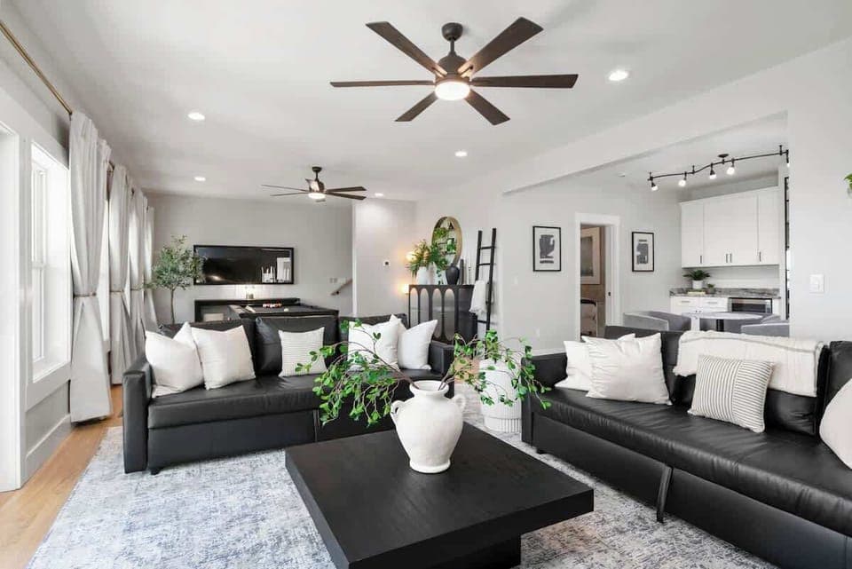 Enjoy the entertainment space in our modern downstairs living room.