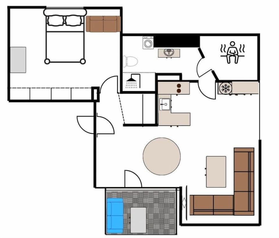 The south facing balcony and living area get lots of natural light through out the day.