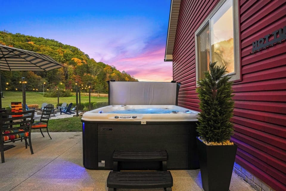 Soak your stress away in our private hot tub while enjoying scenic views of the outdoors.