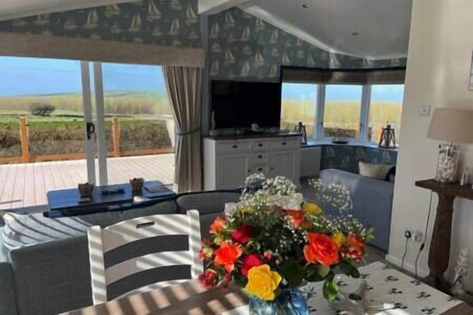 Open Living room decorated with Ralph Lauren