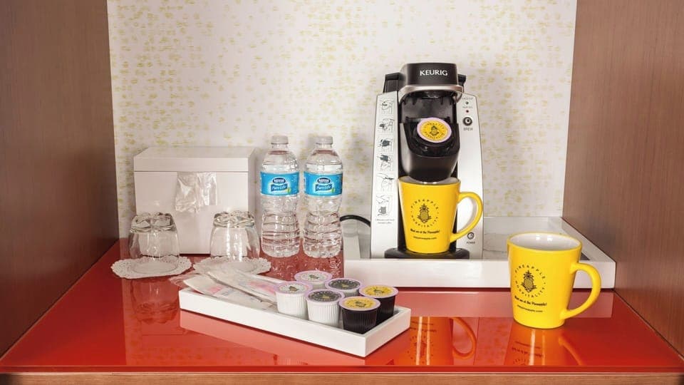 Start your morning with fresh Keurig coffee and water.