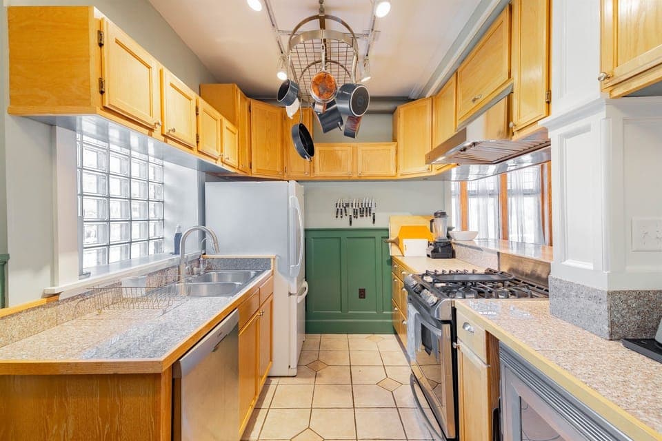 Modern kitchen with appliances.