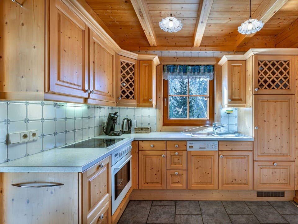 Kitchen, Cabinetry, Wood, Interior Design, Flooring, Countertop, Ceiling, Kitchen Appliance, Floor, Home