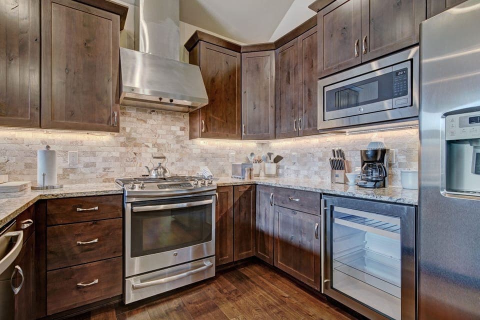 Indoors, Kitchen, Microwave, Oven, Hardwood