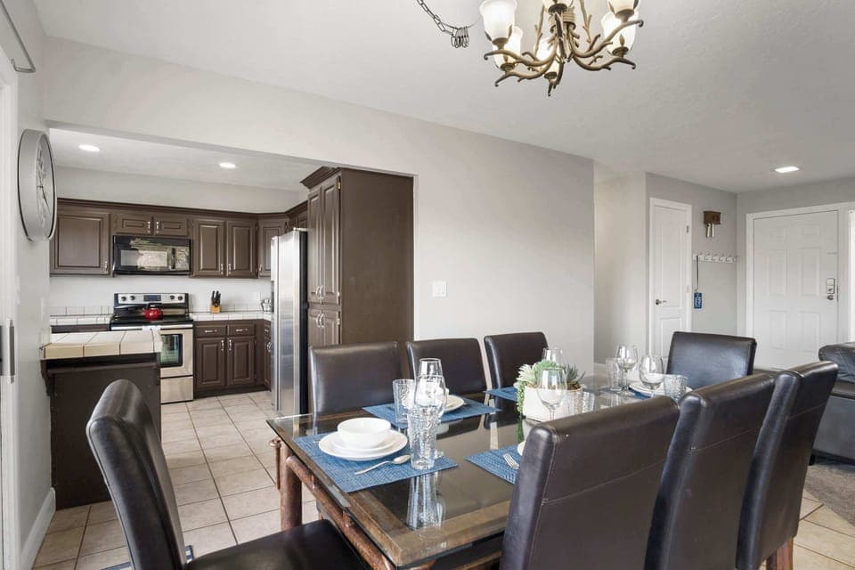 Dining table with seating for 8