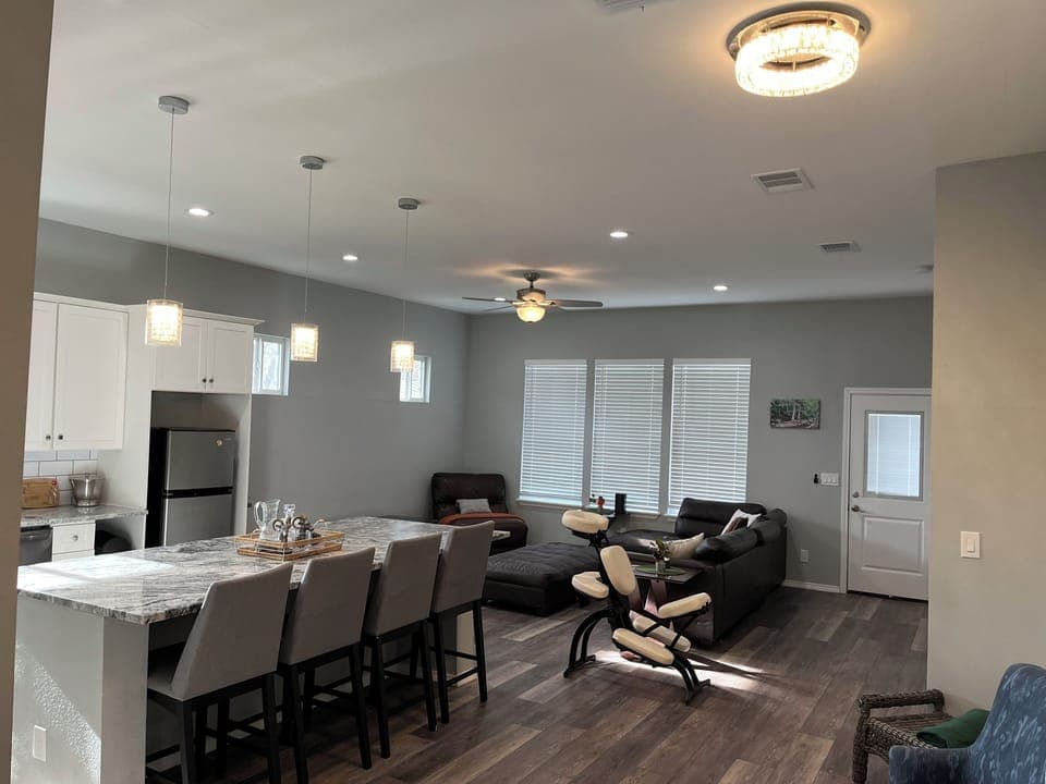 Dining room flows into the living room that gives a wide-open layout