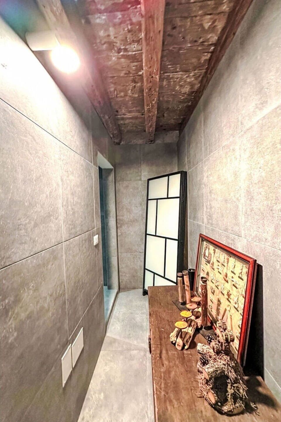 Wall, Flooring, Floor, Ceiling, Lighting, Light Fixture, Wood Stain, Tile, Hardwood, Basement